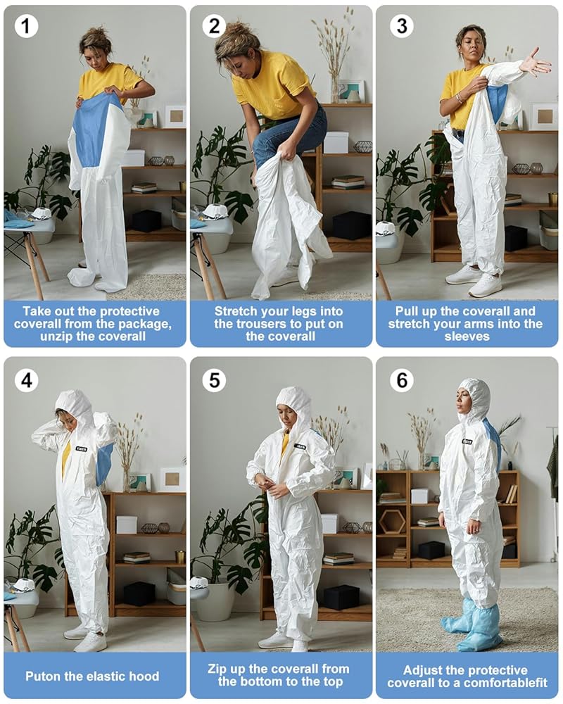 Hazmat suit - Designed with Cool Increased Breathability & Filtration Performance Microporous Splicing on the Back
