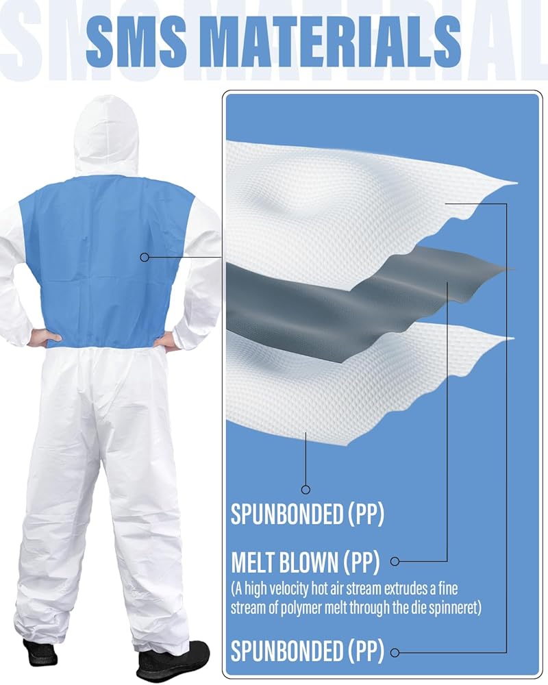 Hazmat suit - Designed with Cool Increased Breathability & Filtration Performance Microporous Splicing on the Back