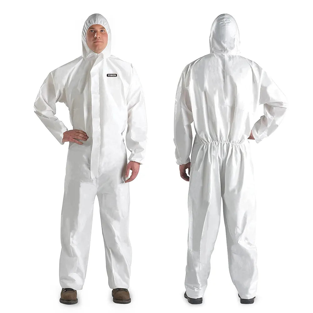 Hazmat Suit Disposable Coverall | Heavy Duty Full Body Paint Coverall & Suit in 7 Sizes with Multiple Specifications for Men & Women With Hood - Breathable & Water Resistant - Small, White, 1