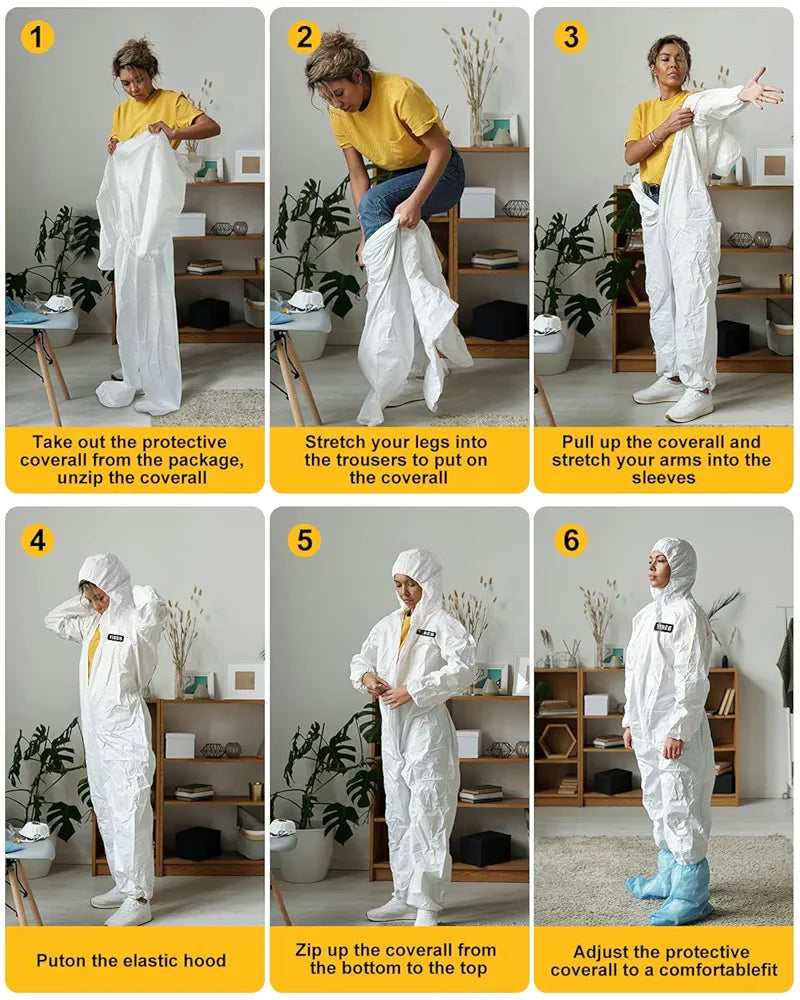 Hazmat Suit Disposable Coverall | Full Body Painters Suit in 7 Sizes with Multiple Specifications for Men & Women - Small, White, 1
