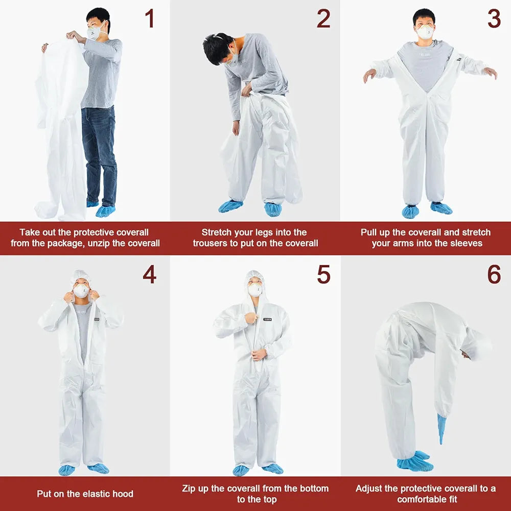 Hazmat Suit Disposable Coverall | Heavy Duty Full Body Paint Coverall & Suit in 7 Sizes with Multiple Specifications for Men & Women With Hood - Breathable & Water Resistant - Small, White, 1