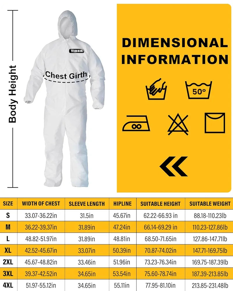 Hazmat Suit Disposable Coverall | Full Body Painters Suit in 7 Sizes with Multiple Specifications for Men & Women - Small, White, 1